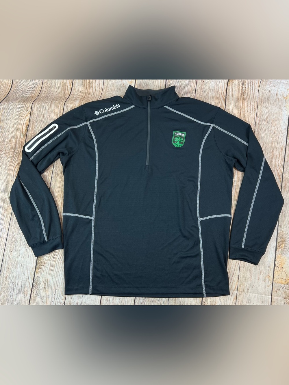 Columbia Golf 1/4 Zip Pullover Black Shirt Austin FC MLS Soccer Size Large